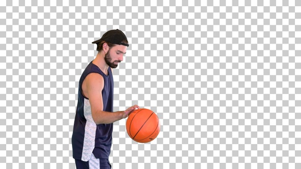 Basketball player throwing the ball after, Alpha Channel alt