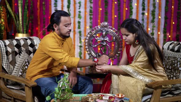 Indian Family Celebrating Raksha Bandhan Festival