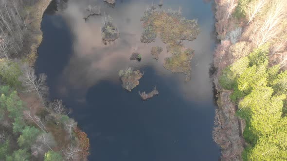 Beautiful Cloud Reflection in Swap Lake Aerial alt