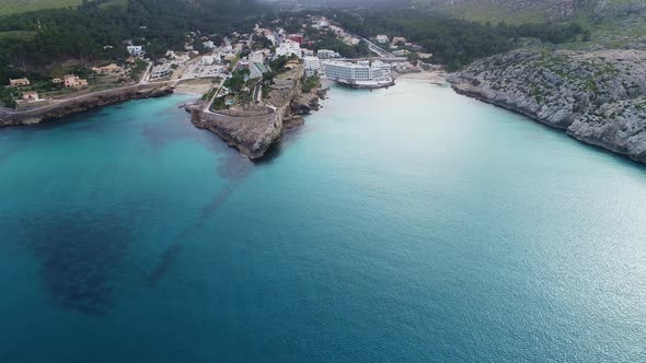 Flight Over Beautiful Seashore at Mallorca