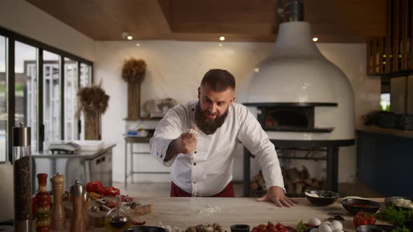 Culinary Chef Baking Bread in Kitchen alt