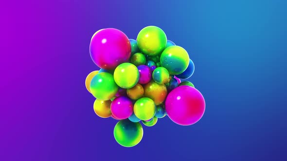 Btight Colorful Broll Minimal 3D Abstract Footage with Sticky Magnetic Spheres or Balls