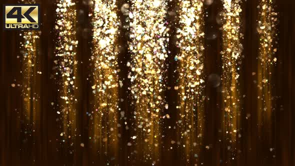 Abstract Royal Gold Particle Confetti and Glitter Rain 4K