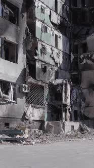 Vertical Video of a House Destroyed By the War in Ukraine alt