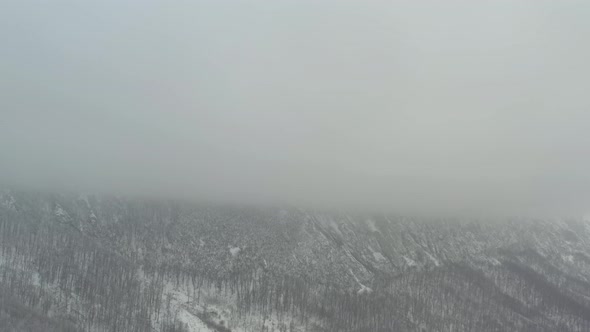 Morning by winter on top of the Veliki Krs 4K aerial video alt