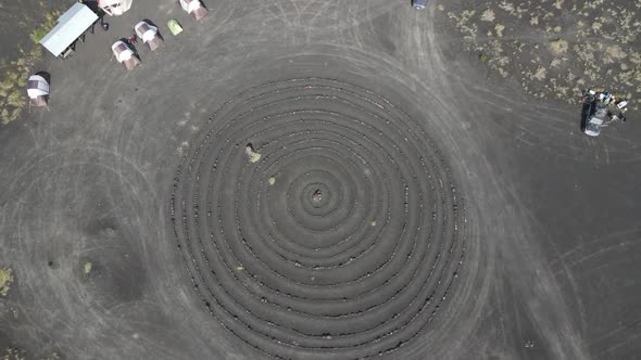 circles on the ground on the ground view from above