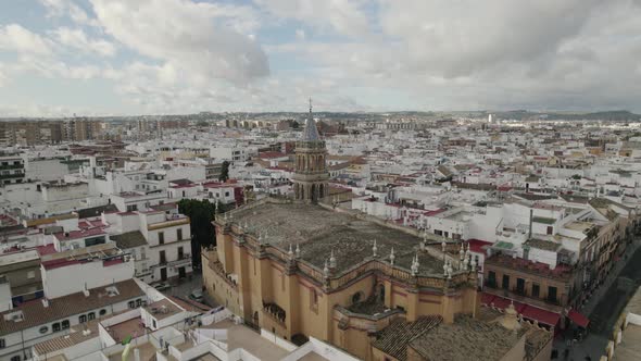 St. Anne Church, Triana Neighborhood, Seville cityscape, Aerial view. Andalusia
