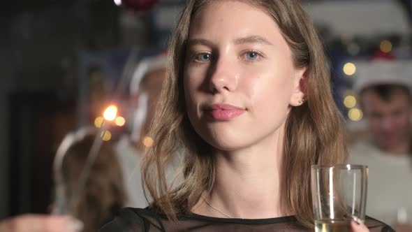 Christmas party at home with friends. New year holiday fun  waiting for holiday alt