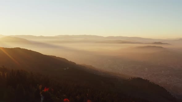 Aerial Shot of a Mountain Sunset alt