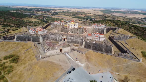 Aerial drone view of the Fort of Graça, Garrison Border Town of Elvas and its Fortifications alt