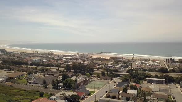 View from Boosinger Park over family houses to the coast.Stunning aerial view flight fly forwards d alt