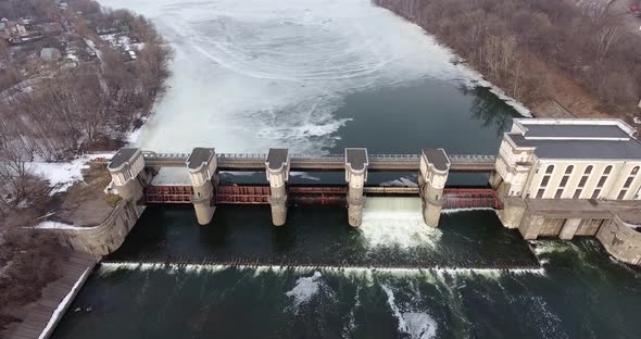 River Dam, Russia, Aerial View alt
