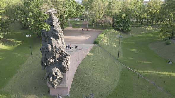 Kyiv, Ukraine: Babi Yar. Memorial Mass Murder of Jews. Aerial View, Flat alt