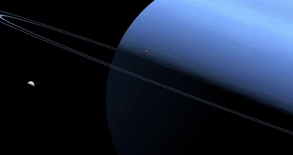 Spaceship Overflying Neptune Planet alt