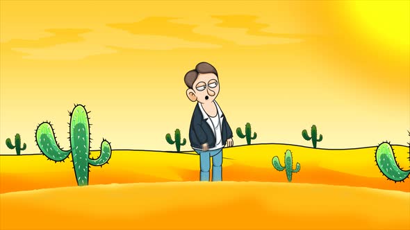 Cartoon Character In Hot Summer Day 4K alt