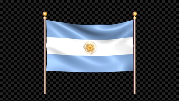 Flag Of Argentina Waving In Double Pole Looped Alpha Version alt