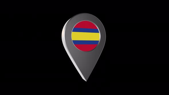 3d Animation Map Navigation Pointer With Flag Of Loja (Ecuador) With Alpha Channel - 4K alt