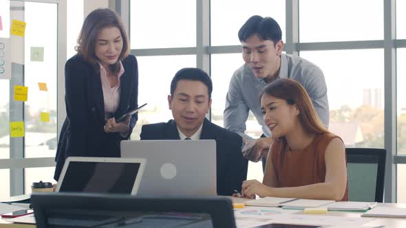 Businessman manager meeting with employee discussing project sharing ideas. alt