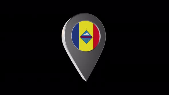 3d Animation Map Navigation Pointer With Flag Of Encamp  (Andorra)  With Alpha Channel  - 4K alt