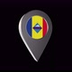3d Animation Map Navigation Pointer With Flag Of Encamp  (Andorra)  With Alpha Channel  - 4K