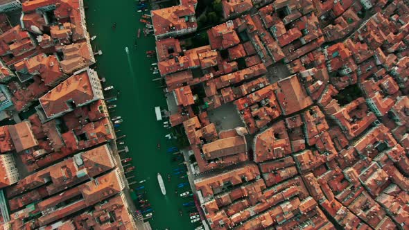 Aerial Top Down View of Red Roofs in Venice Italy
