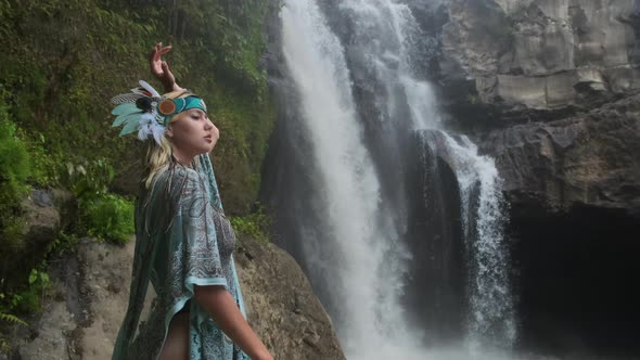 Female Model in Tropical Forest on Bali Island alt
