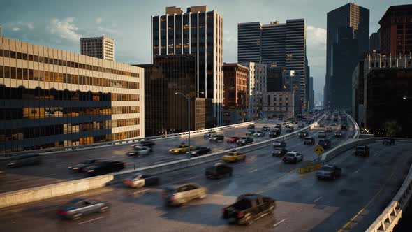 View to the Motorway Intersection in New York A Lot of Road Crossings in the Megapolis 3D Rendering