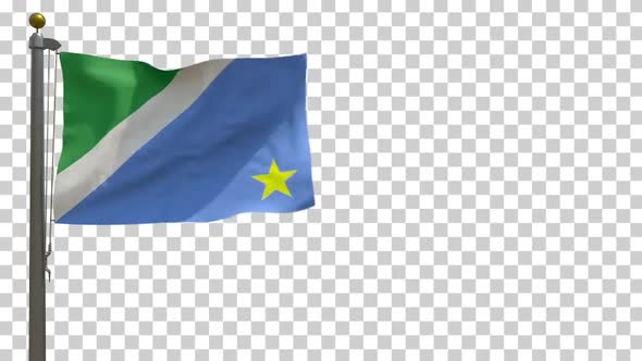 Mato Grosso Do Sul Flag (Brazil) on Flagpole with Alpha Channel - 4K alt