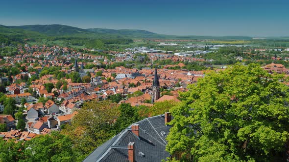 View From the Top of the Picturesque Town of Wernigerode. Visible in the Distance the Town Hall alt