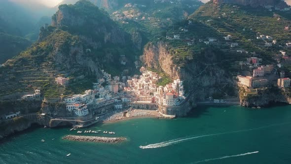 A Panoramic Shot of the Mountains and the Amalfi Coast, Aerial alt