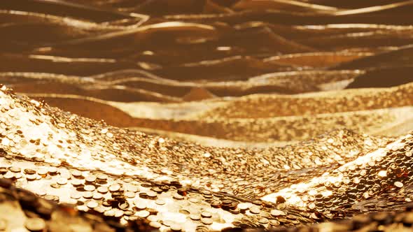 An enormous amount of golden coins.The huge mountains of gold.  Antique treasure alt