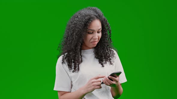 Green Screen Young Lady Looks Amazedly alt