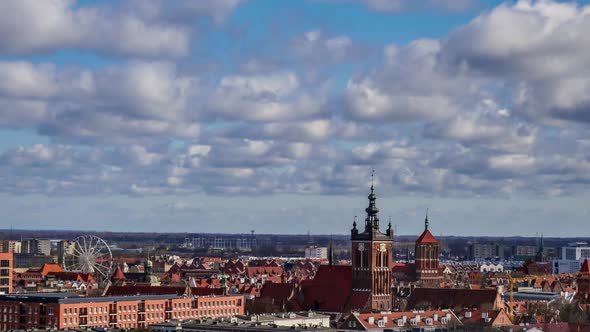 City Timelapse. Gdansk City Skyline.