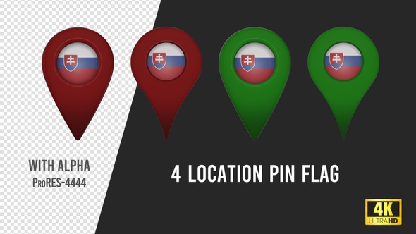Slovakia Flag Location Pins Red And Green alt