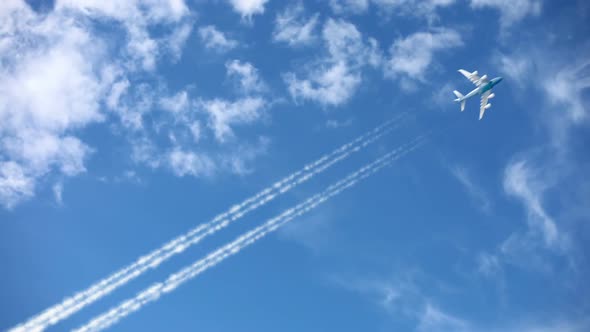 Flying Airplane with the Trail