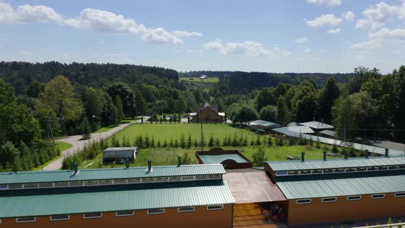 A View From Above at the Cottage Village Recreation Areas Road Sports Grounds Open Arena for Horses alt