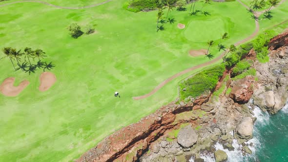 Hawaii Nature Beach Background Scenic Golf Course Landscape at Pacific Ocean alt