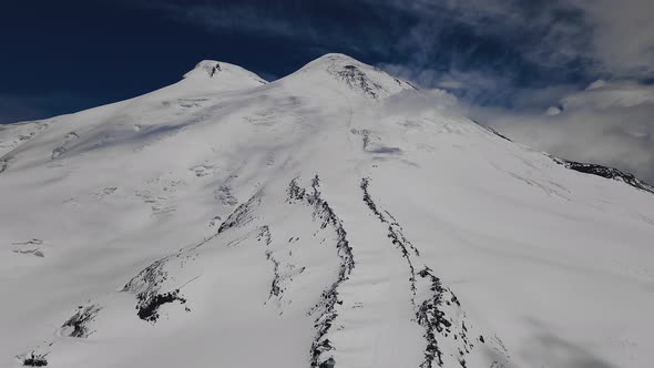 Elbrus Summit with Double Peak Under Snow