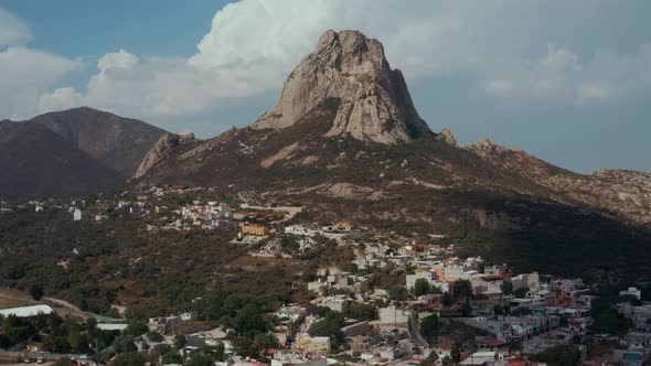 Panoramic Drone View of Mexican City Pena De Bernal