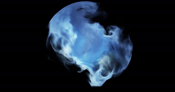 Abstract smoke clouds in sphere. particles flowing around sphere