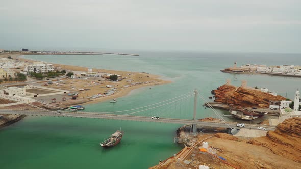 Panorama of Sur City in Oman alt