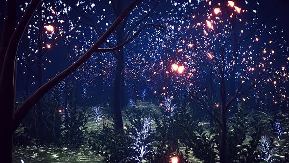 Night Magic Glowing Garden 4k