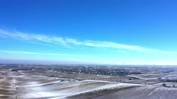 Scenery Of Winter Countryside In Zistersdorf Near Weinviertel Wine Region In Lower Austria. Aerial W alt