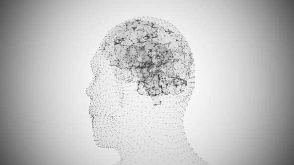 Abstract Human Head with Brains Spinning Animation Background alt