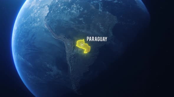 Earh Zoom In Space Paraguay Country Alpha Output