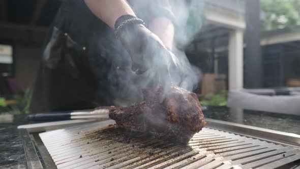 Big Tomahawk Steak in a Restaurant