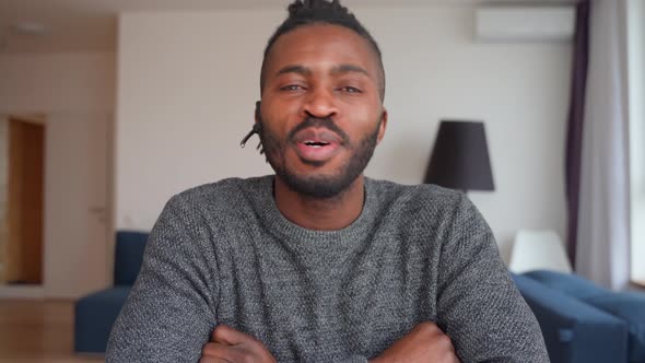 Portrait of Happy Smiling Nice Looking African American Man Wearing Headset alt