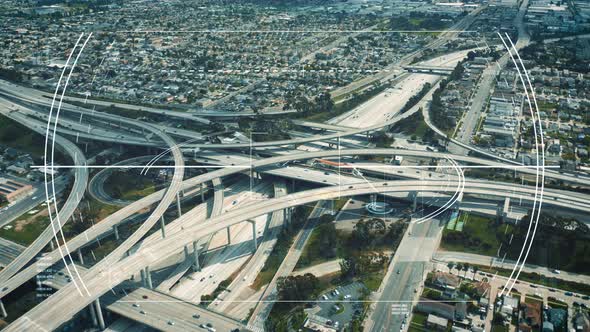 Aerial Shot of Large Multilevel Highway Interchange in Suburb alt