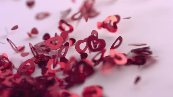 Valentine's Day confetti falling, slow motion alt