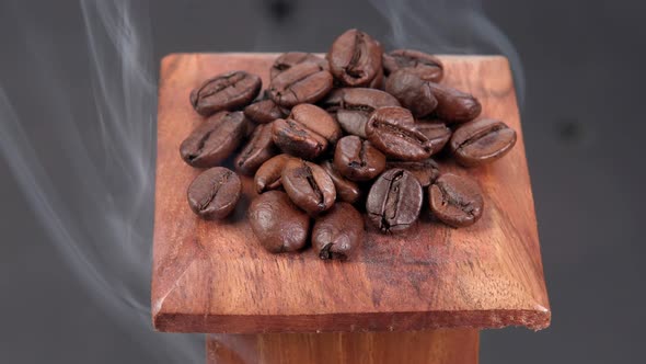 Fragrant Coffee Beans Smoke Comes From Coffee Beans alt